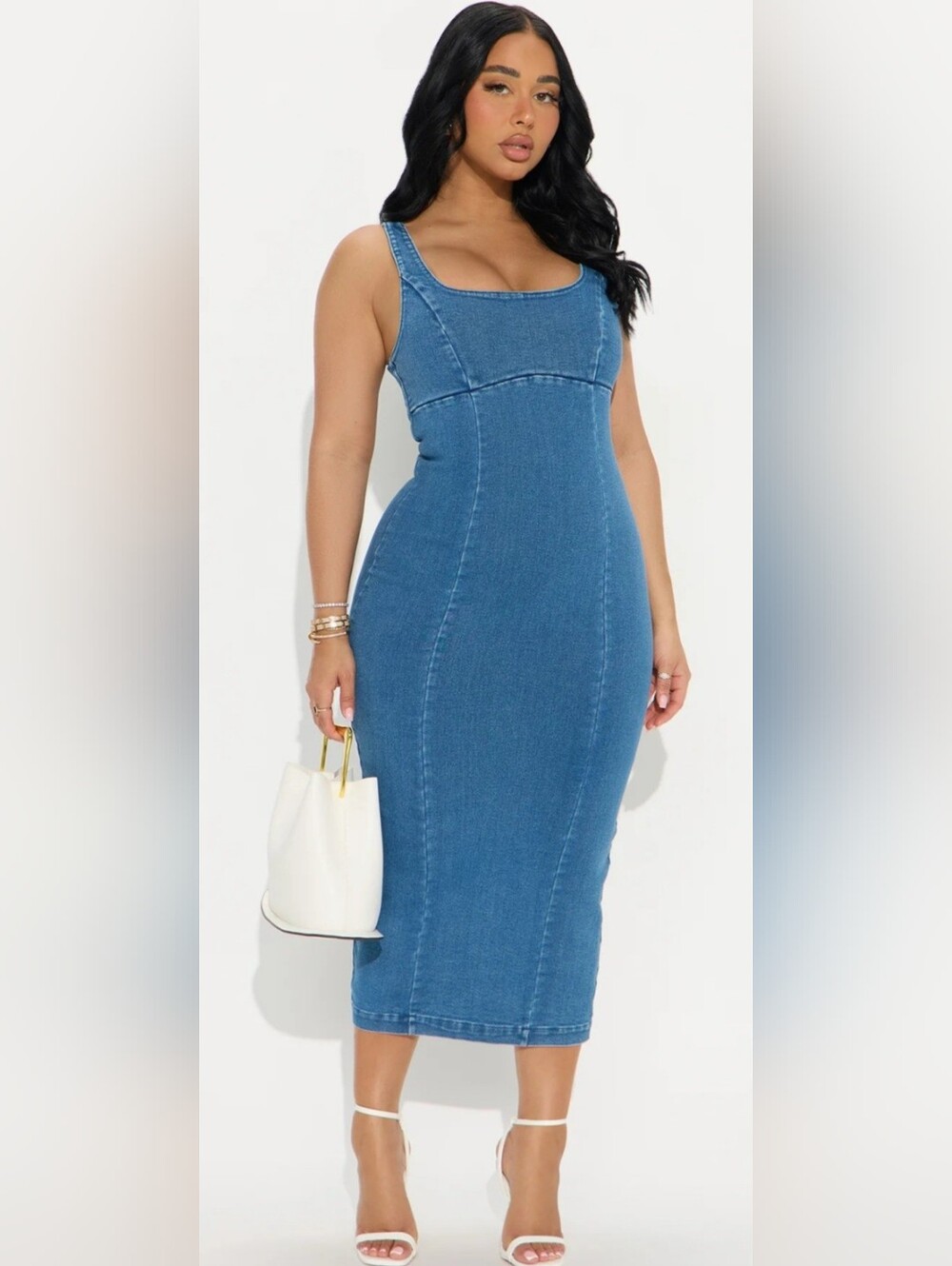 refuge Blue Denim Midi Tank Dress